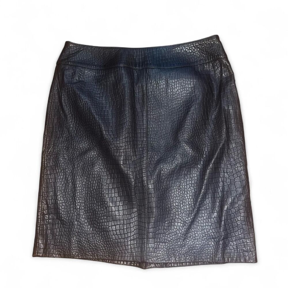 Vintage Y2K 2000 Anne Klein Women's Brown Genuine Leather Skirt SZ 10